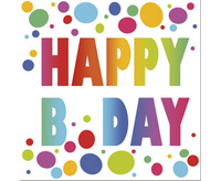 Serwetki pap. Happy B’Day Dots, 33x33 cm, 20szt