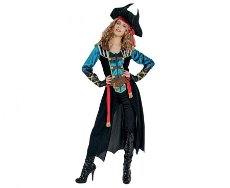 Zestaw dla dorosłych Morska Piratka (płaszcz, pasek, kapelusz, opaska, szarfa, naramienniki), rozm. M