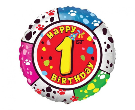 Balon foliowy 18" - " Happy Birthday - 1", pakowany