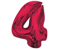 Balon foliowy Smart, cyfra 4, czerwona, 92 cm