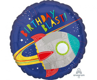 Balon foliowy 18" Blast off Birthday Rakieta