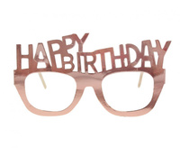 Okulary papierowe  Happy Birthday, różowo-złote, 4 szt.
