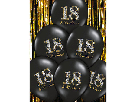 Balony 30cm, 18 & Brilliant, Pastel Black (1 op. / 6 szt.)