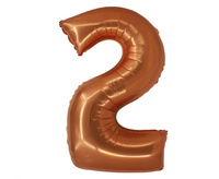 Balon foliowy Smart, Cyfra 2, miedziana, 76 cm