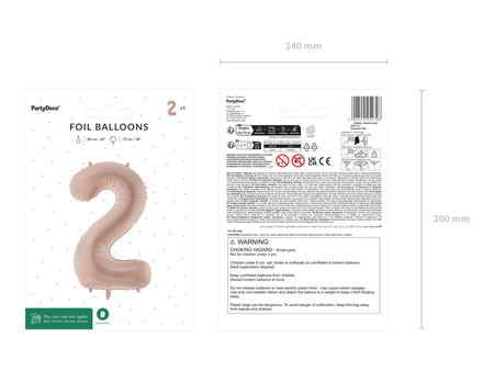 Balon foliowy Cyfra ''2'', 72cm, ciemny beż