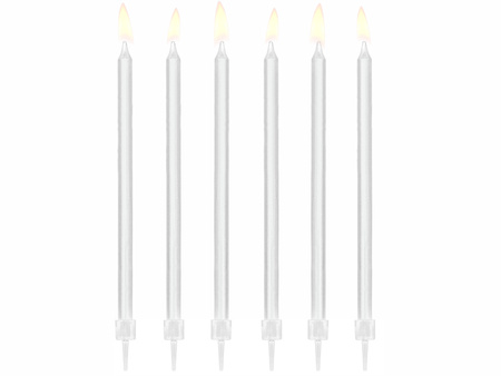 Świeczki urodzinowe gładkie, biały, 14cm (1 op. / 12 szt.)