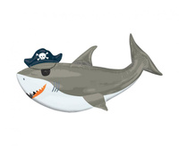Balon foliowy Ahoy Birthday Shark, 104x58cm, zapakowany