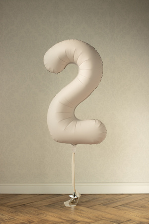 Balon foliowy Cyfra '2', 86cm, jasny beż