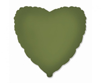 Balon foliowy 18" - Serce (matowe Olive Green)