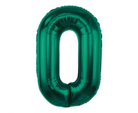 Balon foliowy , cyfra 0, zieleń butelkowa, 85 cm