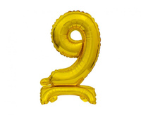 Balon foliowy Cyfra stojąca 9, złota, 38 cm