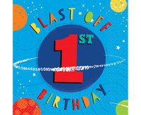 Serwetki pap. Blast Off 1st Birthday, rozm. 33 x 33 cm, 16 szt.