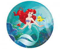 Talerzyki papierowe Ariel Curious, next generation, Decorata Party Disney, 23cm, 8 szt. (certyf. FSC)