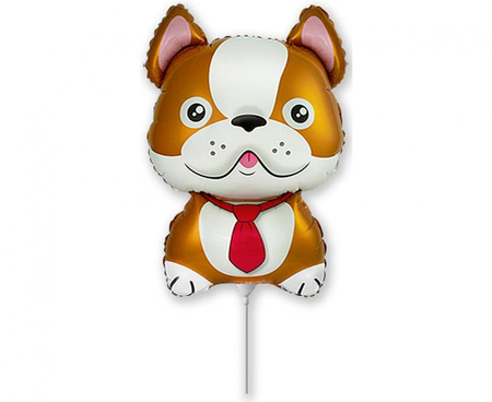 Balon foliowy 14 cali - Pies Bulldog, brązowy
