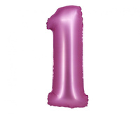 Balon foliowy , Cyfra 1, satynowa różowa, 76 cm