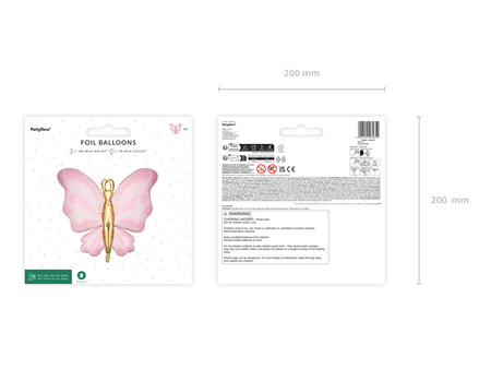 Balon foliowy Motyl, 69x69 cm, róż