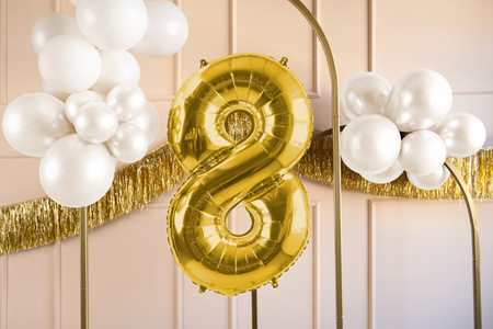 Balon foliowy Cyfra ''8'', 72cm, jasny złoty