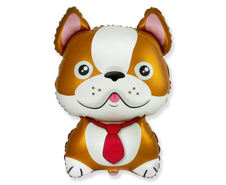 Balon foliowy 24 cale - Pies Bulldog, brązowy