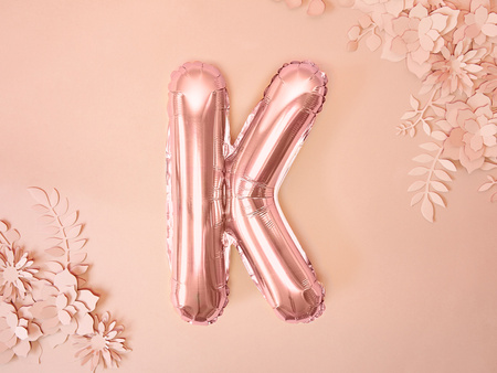 Balon foliowy Litera ''K'', 35cm, różowe złoto