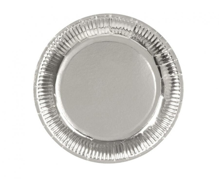 Talerzyki papierowe, srebrne, 23 cm, 6 szt.