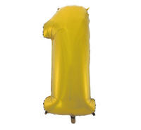 Balon foliowy "Cyfra 1", złota, matowa, 92 cm