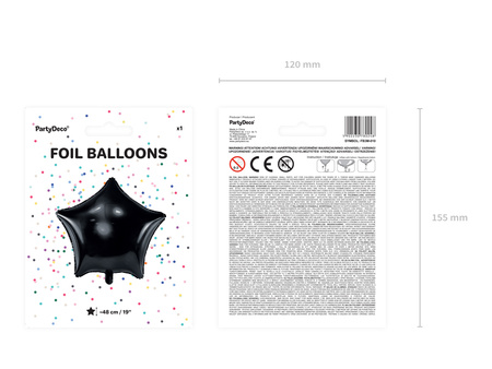 Balon foliowy Gwiazdka, 48cm, czarny