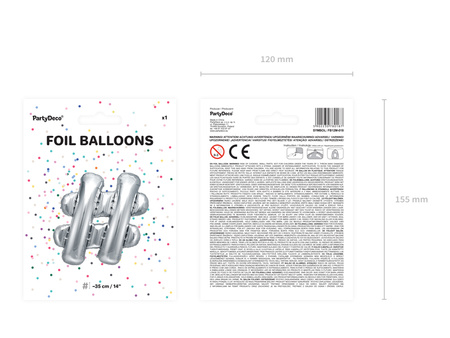 Balon foliowy #, 35cm, srebrny