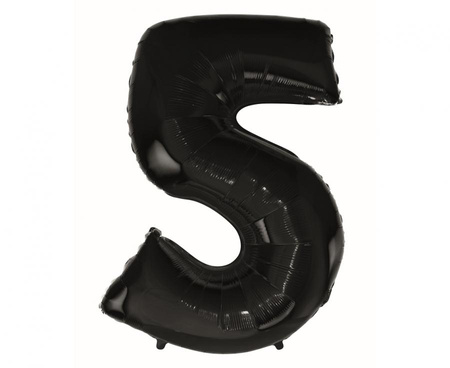 Balon foliowy Cyfra 5 czarna, 92 cm