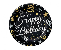 Talerzyki papierowe Happy Birthday, 18 cm/ 6 szt.