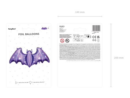 Balon foliowy Nietoperz, 119,5x51 cm, mix