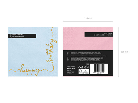 Serwetki Happy Birthday, mix, 33x33 cm (1 op. / 12 szt.)