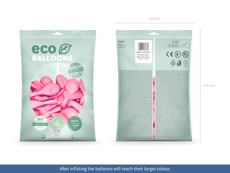 Balony Eco 26cm pastelowe, jasny różowy (1 op. / 100 szt.)