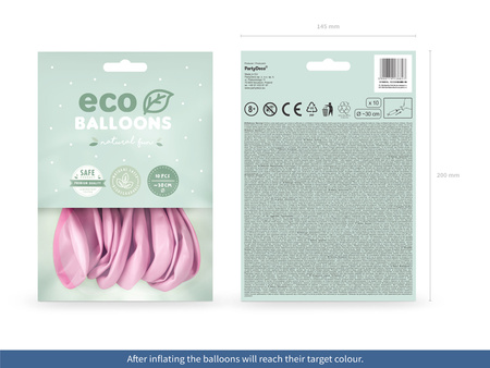 Balony Eco 30cm metalizowane, różowy (1 op. / 10 szt.)