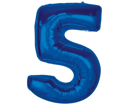 Balon foliowy Smart, cyfra 5, niebieska, 92 cm