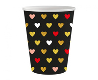 Kubeczki papierowe Kolekcja XOXO (czarne), certyfikat FSC, 250 ml/ 6 szt.