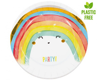 Talerzyki papierowe Rainbow Party, next generation, 23cm, 8 szt. (plastic-free)