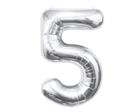 Balon foliowy Cyfra 5, srebrna, 85 cm