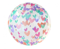 Balon Aqua - kryształowy, serduszka, 18"