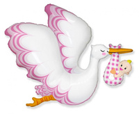 Balon foliowy 24 cale - Bocian Baby Girl