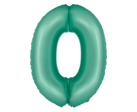 Balon foliowy Smart, Cyfra 0, miętowa matowa, 76 cm