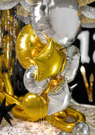 Balon foliowy okrągły Pastylka, 59 cm, srebrny