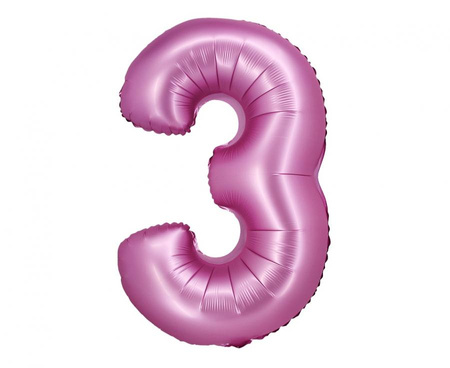Balon foliowy , Cyfra 3, satynowa różowa, 76 cm