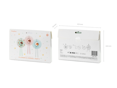Rozety dekoracyjne Konie, mix, 35 cm (1 op. / 3 szt.)