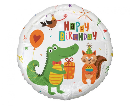 Balon foliowy Krokodylek z prezentem (Happy Birthday), 18"