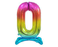 Balon foliowy Cyfra stojąca 0, tęczowa, 74 cm