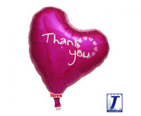 Balon foliowy, serce Sweet 14", Thank you, magenta, packed