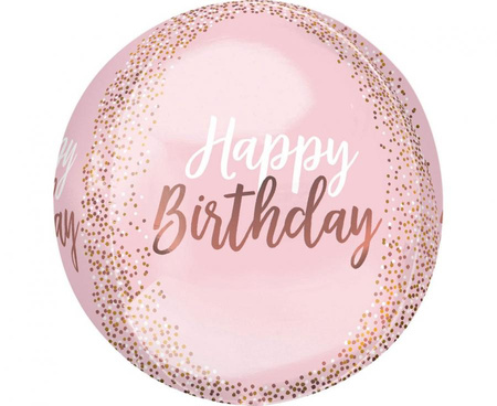 Balon foliowy ORBZ - Kula Rose Gold Blush Birthday, zapakowany