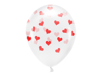 Balony Eco 33 cm, Serca, Crystal Clear (1 op. / 6 szt.)