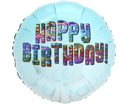 Balon foliowy 18" - Happy bday rainbow sequins