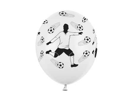 Balony 30cm, Piłkarz i piłki, Pastel White (1 op. / 6 szt.)